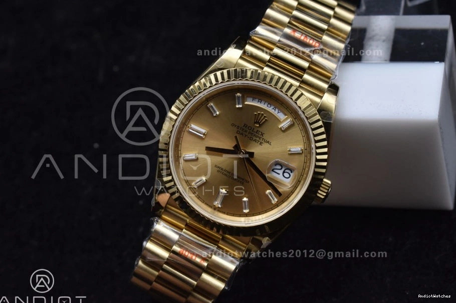Diamond DayDate GoAnywhere Markers Bracelet Weight President YG Gold Dial A3255 904L Gain 723 V Steel GMF 40 On 0906